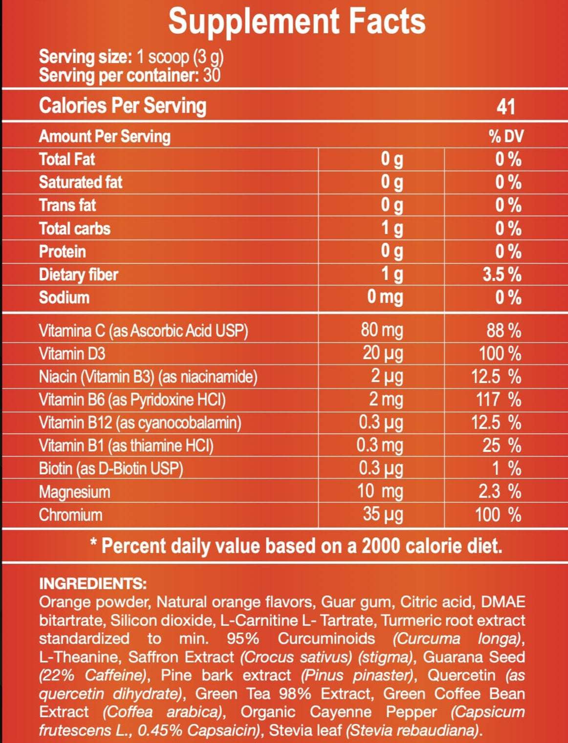 VITALHEALTH V-ENERGY SUPPLEMENTAL FACTS